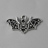 Halloween Alloy Enamel Pendants, Platinum, Bat Charm, Black, 13.5x25.5x1mm, Hole: 2mm(ENAM-CJC0002-34P-02)