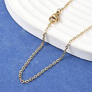 PVD Vacuum Plating 304 Stainless Steel Cable Chain Necklaces, with Lobster Claw Clasp, Golden, 17.7 inch(45cm), Jump Ring: 4x0.5mm(X-NJEW-E026-04G-D)