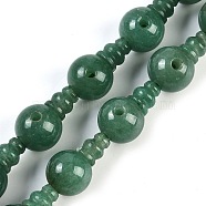 Natural Green Aventurine 3-Hole Guru Beads Strands, for Buddhist Jewelry Making, T-Drilled Beads, Gourd, 20x14mm, Hole: 1.8mm and 2mm(G-H064-E07-01)