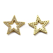 Rack Plating Brass Cubic Zirconia Charms, Lead Free & Cadmium Free, Long-Lasting Plated, Star, Real 18K Gold Plated, 13x14x2mm(KK-D026-23G)