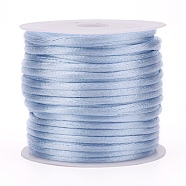 Nylon Cord, Satin Rattail Cord, for Beading Jewelry Making, Chinese Knotting, Aqua, 2mm, about 10.93 yards(10m)/roll(NWIR-L006-2mm-25)
