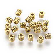 Tibetan Style Bead Spacers, Zinc Alloy Beads, Antique Golden Color, Lead Free & Nickel Free & Cadmium Free, Column, 4x4mm, Hole: 2mm.(GLF0334Y-NF)