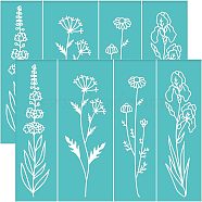 Self-Adhesive Silk Screen Printing Stencil, for Painting on Wood, DIY Decoration T-Shirt Fabric, Turquoise, Flower Pattern, 195x140mm(DIY-WH0337-056)