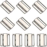 Alloy Bikini Clips, Bra Clasp Replacement Part, Lingerie Snap Closure, Platinum, 16.5x23.5x3.5mm, Hole: 20x2mm, 10 sets/box(FIND-CA0005-49)