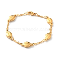 Vacuum Plating 304 Stainless Steel Oval Link Chains Bracelet for Women, Golden, 7-5/8 inch(19.5cm)(BJEW-E108-13G)