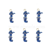 Natural Lapis Lazuli Chip Pendants, with Golden Tone 304 Stainless Steel Loops, 23~26x5~8x5~8mm, Hole: 2~3.5mm(PALLOY-TAC0052-08)