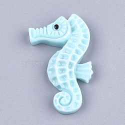 Resin Cabochons, Sea Horse, Pale Turquoise, 33~33.5x20x5~5.5mm(CRES-T013-49A)