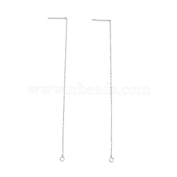 Non-Tarnish 304 Stainless Steel Stud Earring Finding, Cable Chains Ear Thread with Loops, Stainless Steel Color, 100~109x0.7x0.25mm, Hole: 1.7mm, Pin: 0.7mm(STAS-E161-06P)