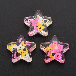 Translucent Acrylic Cabochons, with Polymer Clay, Star, Hot Pink, 25x25x8mm(TACR-N006-37)
