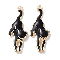 Alloy Enamel Pendants, Golden, Animals Theme Charm, Cat Shape, 28x11x2.5mm, Hole: 1.2mm(X-ENAM-O001-08H-G)