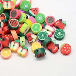 Fruit Eco-Friendly Handmade Polymer Clay Beads, Mixed Color, 10~11x9~11x4~6mm, Hole: 1.5mm(X-CLAY-R069-01)