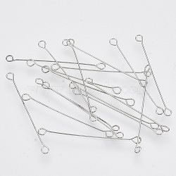 Iron Eye Pins, Cadmium Free & Lead Free Double Sided Eye Pins, Platinum, 30x0.4mm, Hole: 1.8mm, Head: 3mm(IFIN-S126-01D-P)
