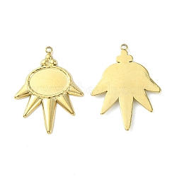 304 Stainless Steel Pendant Cabochon Settings, Sun, Real 14K Gold Plated, Tray: 11.8x8.8mm, 28x21x2mm, Hole: 1.5mm(STAS-L269-005G)