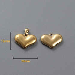 Titanium Steel Pendants, Heart Charm, Golden, 15x20x4mm(PW-WG33756-13)