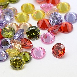 Cubic Zirconia Cabochons, Grade A, Faceted, Diamond, Mixed Color, 8x4.6mm(ZIRC-M002-8mm)