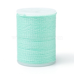Round Waxed Polyester Cord, Taiwan Waxed Cord, Twisted Cord, Pale Green, 1mm, about 12.02 yards(11m)/roll(X-YC-G006-01-1.0mm-34)