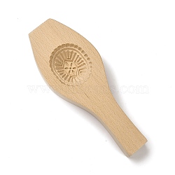 Beech Wooden Press Mooncake Mold, Chinese Characters Pastry Mould, Oval Cake Mold Baking, Moccasin, 185x70x28mm, Inner Diameter: 52x43mm(WOOD-K010-06)