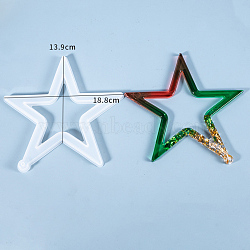 Christmas Hollow Star DIY Pendant Silicone Molds, For UV Resin, Epoxy Resin Jewelry Making, White, 188x185x11mm, Hole: 5mm, Star: 178x178mm(DIY-I034-07)