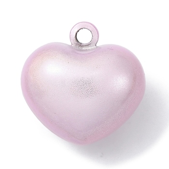Spray Printed Alloy Bell Pendants, Heart, Thistle, 22.5x22.5x16.5mm, Hole: 3mm
