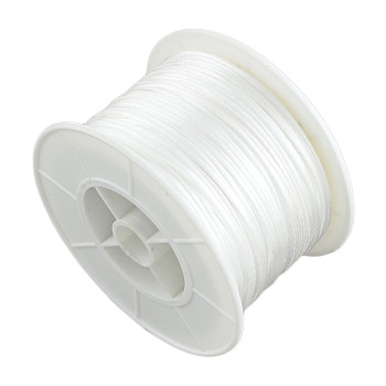 Round Nylon Thread, Rattail Satin Cord, for Chinese Knot Making, White, 1mm, 100yards/roll