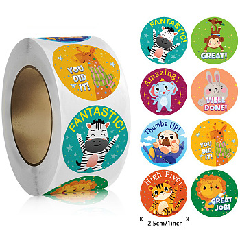 500 Paste Paper Self-Adhesive Stickers, for Cartoon Kids Stickers Encourage Labels, Mixed Shapes, 57x27mm, 500pcs/roll