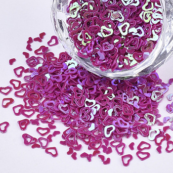 Ornament Accessories, PVC Plastic Paillette/Sequins Beads, AB Color Plated, Heart, Medium Violet Red, 1.6~3x2.7~4x0.4mm, about 230000pcs/500g