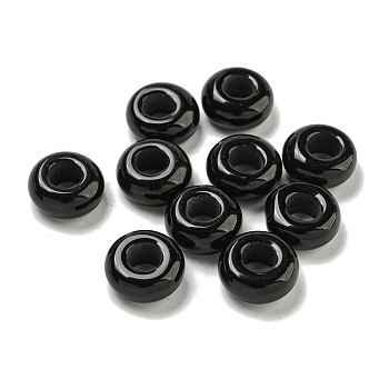 Natural Black Stone Beads, Rondelle, 10x4.5mm, Hole: 3.5mm