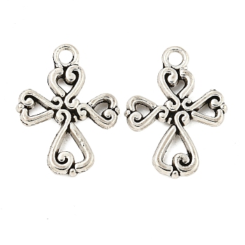 Tibetan Style Zinc Alloy Pendants, Lead Free & Cadmium Free, Cross, Antique Silver, 19x14x2mm, Hole: 1.8mm, about 555pcs/500g