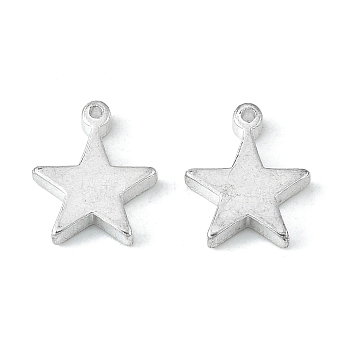 Brass Charms, Star, Silver Color Plated, 12x10mm, Hole: 1.2mm