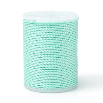Round Waxed Polyester Cord, Taiwan Waxed Cord, Twisted Cord, Pale Green, 1mm, about 12.02 yards(11m)/roll
