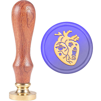 Brass Wax Seal Stamp with Handle, for DIY Scrapbooking, Heart Pattern, 89x30mm