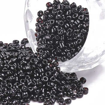 12/0 Glass Seed Beads, Opaque Colours Seed, Small Craft Beads for DIY Jewelry Making, Round, Black, 2mm, Hole:1mm, about 2000pcs/30g