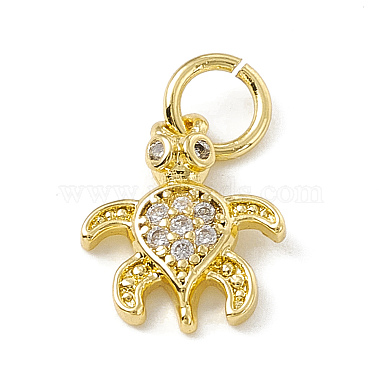 Real 18K Gold Plated Clear Tortoise Brass+Cubic Zirconia Charms