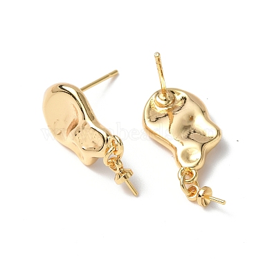 Brass Stud Earring Findings(KK-B063-05G)-2