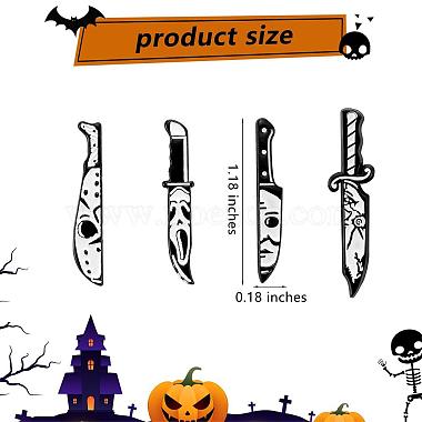 4 pièces épingles de couteau en émail à thème effrayant d'halloween badges en forme de poignard gothique épingles épingles en métal en alliage épinglettes de couteau cadeaux de vacances pour vêtements sacs sacs à dos vestes chapeaux(JBR110A)-4
