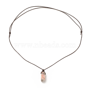 Natural Agate Nugget Pendant Necklace with Cowhide Leather Cord(NJEW-JN03882-04)-4