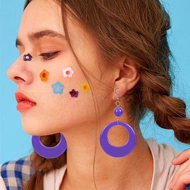 6 Pairs 6 Colors Donut Resin Dangle Earrings with Iron Pins for Women(EJEW-AN0004-14)-6