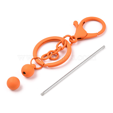 Spray Painted Alloy Bar Beadable Keychain for Jewelry Making DIY Crafts(KEYC-A011-02I)-4