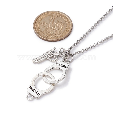 Handcuff with Word Freedom Alloy Pendant Necklace(NJEW-JN04470)-5