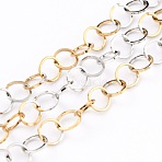 Two Tone 304 Stainless Steel Rolo Chains, Soldered, with Spool, Golden & Stainless Steel Color, 5x0.5mm, 32.8 Feet(10m)/roll(CHS-B001-03-A)