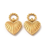 Ion Plating(IP) 304 Stainless Steel Pendants, with Ring, Heart Charm, Real 14K Gold Plated, 15x11x3mm, Hole: 4mm(X-STAS-C070-29G)