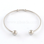 Tarnish Resistant 304 Stainless Steel Cuff Bangle Making, with 201 Stainless Steel Beads, Stainless Steel Color, 57mm(X-STAS-R069-01)