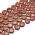 Synthetic Goldstone Beads Strands, Flat Round, 14x4mm, Hole: 0.5mm, about 28pcs/strand, 14.5~15 inch(G-G793-07C-01)