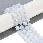 Natural Blue Chalcedony Beads Strands, Faceted, Bicone, Double Terminated Point Prism Beads, 10x9mm, Hole: 1.2mm, about 38pcs/strand, 15.08''(38.3cm)(G-O201B-134G)