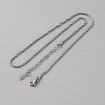 304 Stainless Steel Twist Rope Chain Necklaces, Stainless Steel Color, 16.54 inch(42cm)(STAS-WH0022-92D)