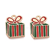 Christmas Theme Alloy Enamel Pendants, Light Gold, Lead Free & Cadmium Free, Box, 19x15x1mm, Hole: 1.8mm(ENAM-T020-33C)