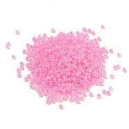 MIYUKI Round Rocailles Beads, Japanese Seed Beads, (RR518) Cotton Candy Pink Lined, 15/0, 1.5mm, Hole: 0.7mm, about 5555pcs/bottle, 10g/bottle(SEED-JP0010-RR0518)