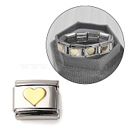 Rectangle 206 Stainless Steel Enamel Connector Charms, DIY Handmade Module Bracelet Accessories, Platinum, Heart, 9x10x4~6mm(STAS-Q250-03P-01)