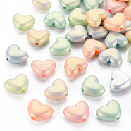 Spray Painted Opaque Acrylic Beads, Frosted, Heart, Mixed Color, 11x14x6mm(X-ACRP-S679-35)