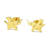 Cute Little Animal Theme 304 Stainless Steel Stud Earrings, Elephant, 12x8mm(EJEW-B041-03C-G)